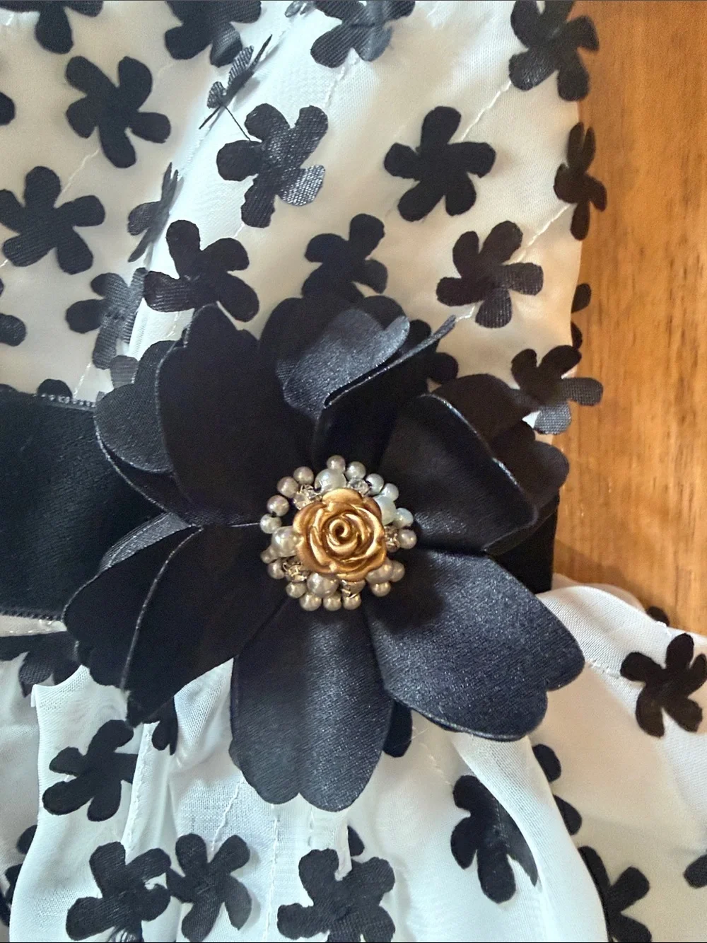 David Charles Girls Black and White Floral Appliqué Party Dress size 4